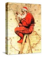 "Santa at the Map", December 16,1939-Norman Rockwell-Stretched Canvas