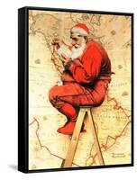 "Santa at the Map", December 16,1939-Norman Rockwell-Framed Stretched Canvas