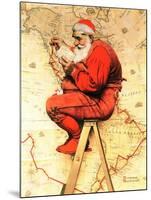 "Santa at the Map", December 16,1939-Norman Rockwell-Mounted Giclee Print