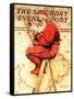 "Santa at the Map" Saturday Evening Post Cover, December 16,1939-Norman Rockwell-Framed Stretched Canvas