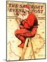 "Santa at the Map" Saturday Evening Post Cover, December 16,1939-Norman Rockwell-Mounted Premium Giclee Print