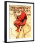 "Santa at the Map" Saturday Evening Post Cover, December 16,1939-Norman Rockwell-Framed Premium Giclee Print