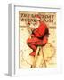 "Santa at the Map" Saturday Evening Post Cover, December 16,1939-Norman Rockwell-Framed Giclee Print