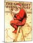"Santa at the Map" Saturday Evening Post Cover, December 16,1939-Norman Rockwell-Mounted Giclee Print