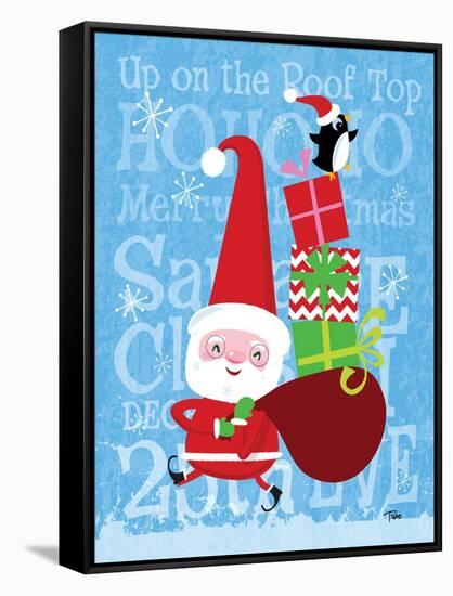 Santa & Bag of Presents-Teresa Woo-Framed Stretched Canvas