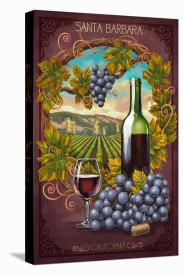 Santa Barbara, Califnornia - Merlot-Lantern Press-Stretched Canvas