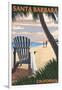 Santa Barbara, California - Adirondack Chair on the Beach-Lantern Press-Framed Art Print