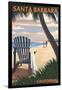 Santa Barbara, California - Adirondack Chair on the Beach-Lantern Press-Framed Art Print