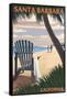 Santa Barbara, California - Adirondack Chair on the Beach-Lantern Press-Framed Stretched Canvas