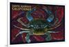 Santa Barbara, California - Blue Crab Mosaic-Lantern Press-Framed Art Print