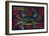 Santa Barbara, California - Blue Crab Mosaic-Lantern Press-Framed Art Print