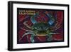 Santa Barbara, California - Blue Crab Mosaic-Lantern Press-Framed Art Print