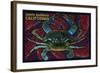 Santa Barbara, California - Blue Crab Mosaic-Lantern Press-Framed Art Print