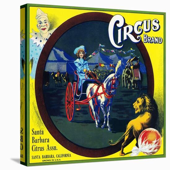 Santa Barbara, California, Circus Brand Citrus Label-Lantern Press-Stretched Canvas