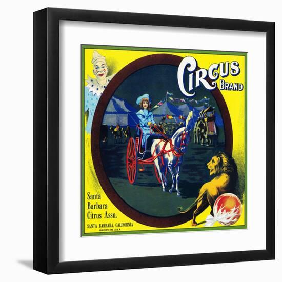 Santa Barbara, California, Circus Brand Citrus Label-Lantern Press-Framed Art Print