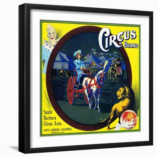 Santa Barbara, California, Circus Brand Citrus Label-Lantern Press-Framed Art Print