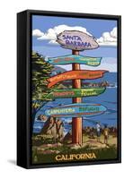 Santa Barbara, California - Destination Sign-Lantern Press-Framed Stretched Canvas