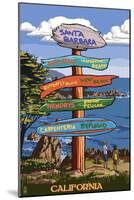 Santa Barbara, California - Destination Sign-Lantern Press-Mounted Art Print