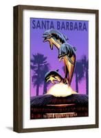 Santa Barbara, California - Dolphin Sculpture-Lantern Press-Framed Art Print