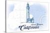 Santa Barbara, California - Lighthouse - Blue - Coastal Icon-Lantern Press-Stretched Canvas