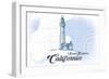 Santa Barbara, California - Lighthouse - Blue - Coastal Icon-Lantern Press-Framed Art Print