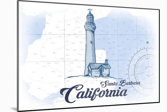 Santa Barbara, California - Lighthouse - Blue - Coastal Icon-Lantern Press-Mounted Art Print