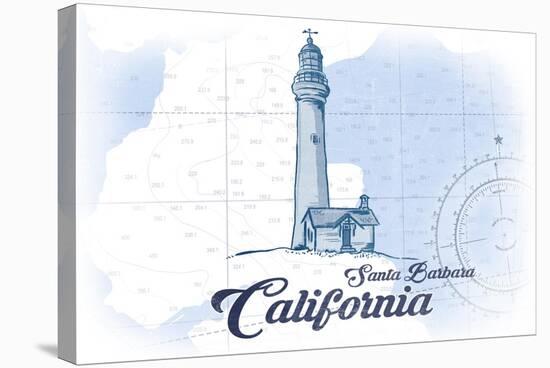 Santa Barbara, California - Lighthouse - Blue - Coastal Icon-Lantern Press-Stretched Canvas
