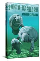 Santa Barbara California - Manatees - Manatees-Lantern Press-Stretched Canvas