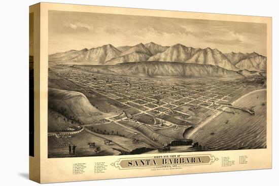 Santa Barbara, California - Panoramic Map No. 1-Lantern Press-Stretched Canvas