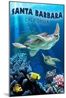 Santa Barbara, California - Sea Turtle Swimming-Lantern Press-Mounted Art Print