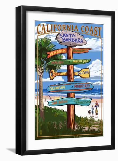 Santa Barbara, California - Sign Destinations-Lantern Press-Framed Art Print