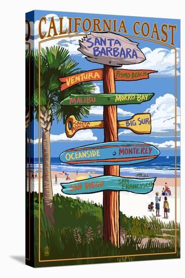 Santa Barbara, California - Sign Destinations-Lantern Press-Stretched Canvas