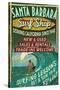 Santa Barbara, California - Surf Shop-Lantern Press-Stretched Canvas