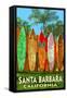 Santa Barbara, California - Surfboard Fence-Lantern Press-Framed Stretched Canvas