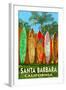 Santa Barbara, California - Surfboard Fence-Lantern Press-Framed Art Print