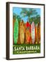 Santa Barbara, California - Surfboard Fence-Lantern Press-Framed Art Print