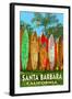 Santa Barbara, California - Surfboard Fence-Lantern Press-Framed Art Print