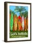 Santa Barbara, California - Surfboard Fence-Lantern Press-Framed Art Print