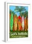 Santa Barbara, California - Surfboard Fence-Lantern Press-Framed Art Print