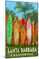 Santa Barbara, California - Surfboard Fence-Lantern Press-Mounted Art Print