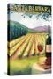 Santa Barbara, California - Vineyard Scene-Lantern Press-Stretched Canvas