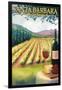 Santa Barbara, California - Vineyard Scene-Lantern Press-Framed Art Print