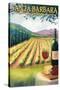 Santa Barbara, California - Vineyard Scene-Lantern Press-Stretched Canvas