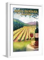 Santa Barbara, California - Wine Country-Lantern Press-Framed Art Print