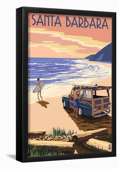 Santa Barbara, California - Woody On Beach-null-Framed Poster