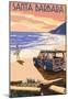 Santa Barbara, California - Woody On Beach-null-Mounted Poster