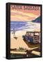 Santa Barbara, California - Woody On Beach-null-Framed Poster