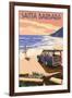 Santa Barbara, California - Woody on Beach-Lantern Press-Framed Art Print