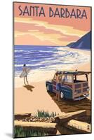 Santa Barbara, California - Woody on Beach-Lantern Press-Mounted Art Print