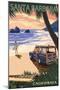 Santa Barbara, California - Woody on Beach-Lantern Press-Mounted Art Print